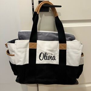 Printed name “Olivia” pottery barn diaper Bag